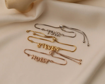 3D Bubble Initial Letter Chain Bracelet